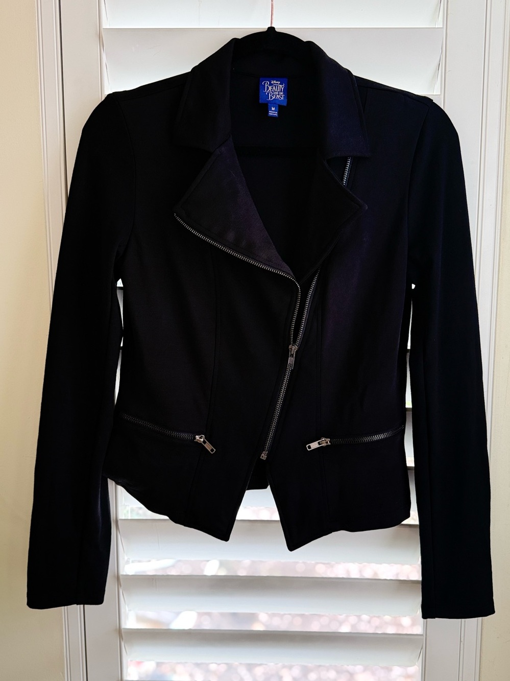 Disney Beauty & The Beast Black Moto Zip Jacket Medium - Picture 5 of 9
